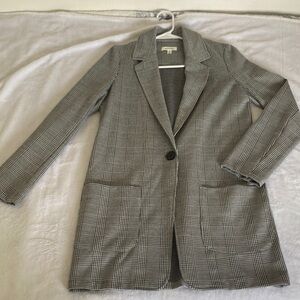 Black & White Plaid Blazer Coat
